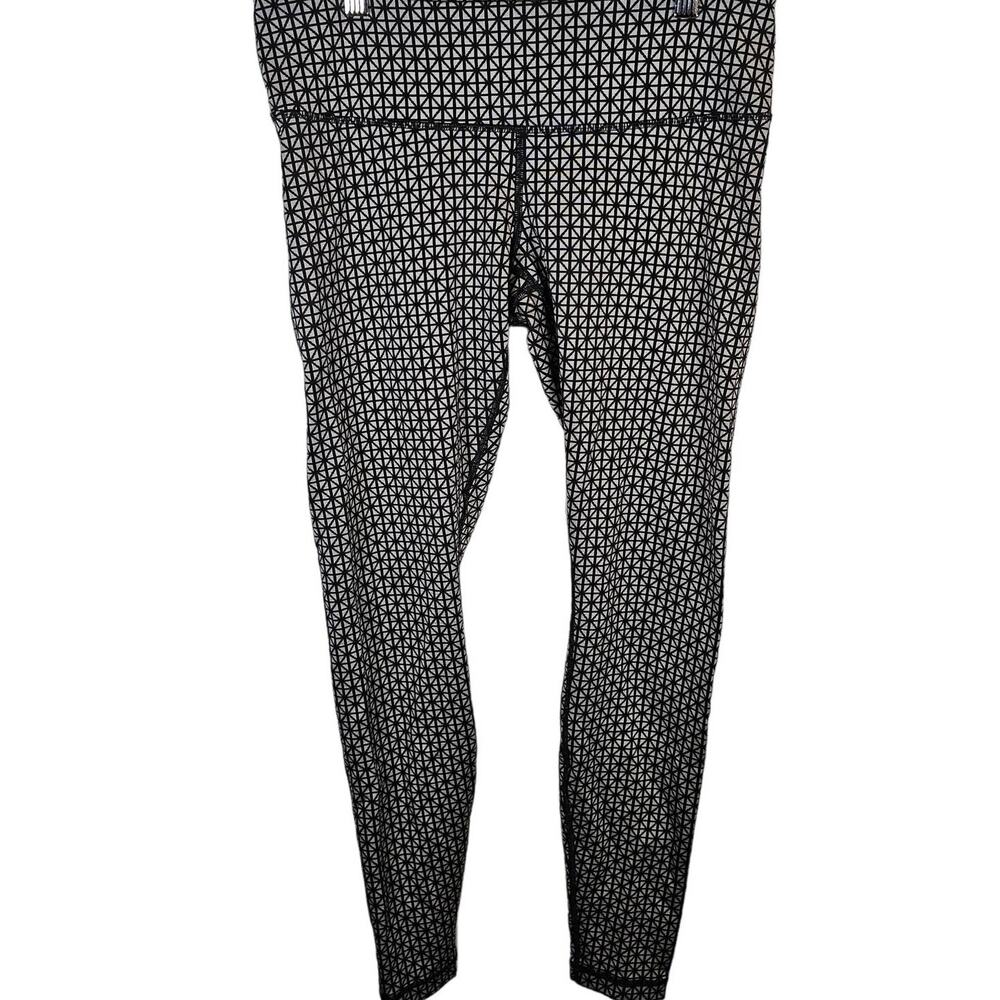 Lululemon Wunder Under Pant Leggings Geometric Tri Geo Silver Spoon Black Sz 10